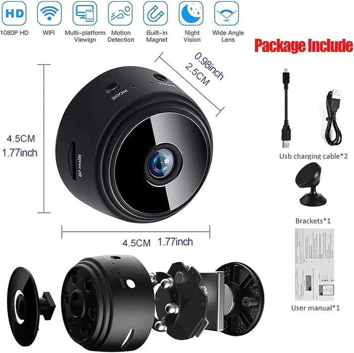 Keepinno Mini WiFi Hidden Camera – 1080P HD Spy Cam with Live Feed, Night Vision & Motion Detection